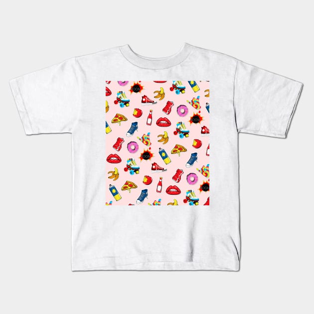 Sticker Colorful of retro pattern Kids T-Shirt by Hoahip